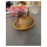 Carnival Glass Hen on Nest