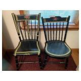 (2) Plank Seat Paint Decorated Side Chairs