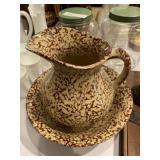Roseville Sponge Decorated Pitcher & Bowl