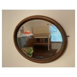 Oak Oval Framed Dresser Mirror
