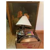 Framed Print w/ Musical Doll, Telephone & Textiles