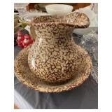 Roseville Sponge Decorated Pitcher & Bowl