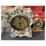 (2) Antique Porcelain Mantel Clocks