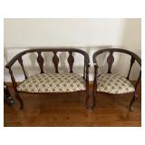 Victorian Upholstered Armchair w/ Settee