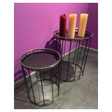 (2) Circular Chrome End Tables w/ Mirrored Glass