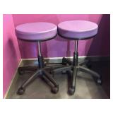 (2) Adjustable Oakworks Rolling Stools