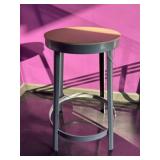 Metal Stool w/ Natural Wood Finish Top