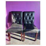 Pair of Upholstered Tufted Back Vinyl Chairs