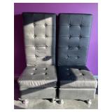 Pair of Vinyl High Back Salon Chairs
