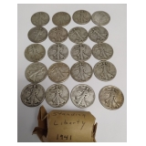 $ 10 roll 1941 Standing Liberty 1/2 dollars 