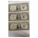 ALL 3 BLUE NOTE 1$ BILLS---1 MONEY