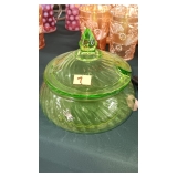 GREEN URANIUM GLASS CANDY DISH