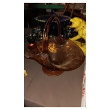 AMBER GLASS BASKET