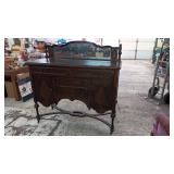 OAK BUFFET W/ BEVELED MIRROR..