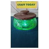 WOW..URANIUM GREEN GLASS CANDY DISH..