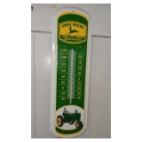 REPRO. JOHN DEERE LARGE THERMOMETER..METAL