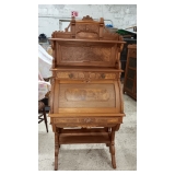 3 PC. WALNUT VICTORIAN DROP FRONT SECRETARY..
