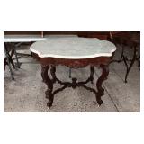 REALLY NICE WALNUT MARBLE TOP TABLE