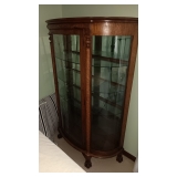 OAK CURVED GLASS CURIO..