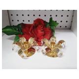 Mini chandelier plaqué 24KT avec cristaux Swarovsk