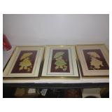 3 Cadres vitrï¿½s oeuvre de collage ï¿½ relief