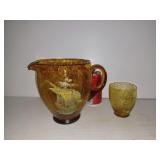 Pichet et tasse en verre givré