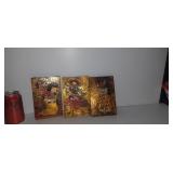 3 Plaques en cuivre embossées