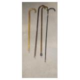 4 Cannes de marche en bois