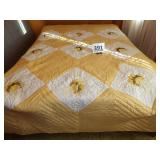 Hand Quilted Quilt - Yellow Gold 70' x 102'