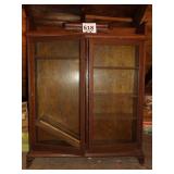 Vintage Wood Display Cabinet w/ Glass Doors