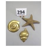 Brass Snail, Conch Shell & Starfish Decorations