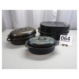 (3) Enamel Roasting Pans
