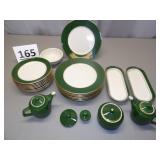 Shenango China Green w/ Gold Trim