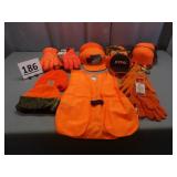 Fluorescent Orange Gloves, Hats & Vest