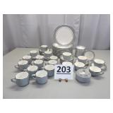 Shenango China Gray Rim w/ Silver Trim