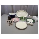 Misc. Plates, Bowl, Slat & Pepper, Milk Glass