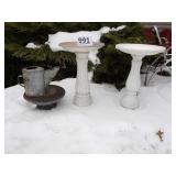 (2) Plastic Bird Baths & Pedestal w/ Watering Can