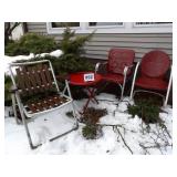 Metal Lawn Chairs & Table, Folding Lawn Chair