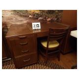 Leopold Desk w/ 5 Drawers, Chair & Desk Pad