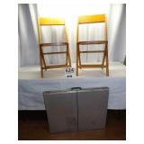 Folding Metal & 2 Wood Folding Chairs