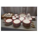 Shenango China Dishes w/ Burgundy- Red Rim