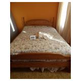 Oak Queen Size Bed w/ Mattress & Box Springs