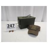 Metal Ammo Box and Hornady Hat
