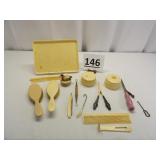 Celluloid Dresser Set, Trinket Box,