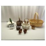 Baskets, One Green & White Ceramic Basket