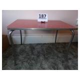 Red Formica Top Child's Table w/ Chrome Legs