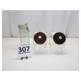 2 Glass Canisters w/ Wood Lids, Pasta Container
