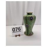 Peacock Pottery Vase 11' H