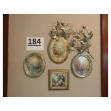 Gold Framed Pictures & Metal Hummingbirds