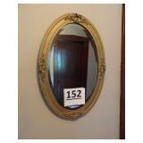 Oval Beveled Gold Framed Mirror 25' H